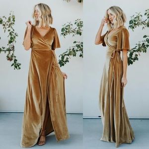 Baltic Born Meghan Velvet wrap dress in gold
